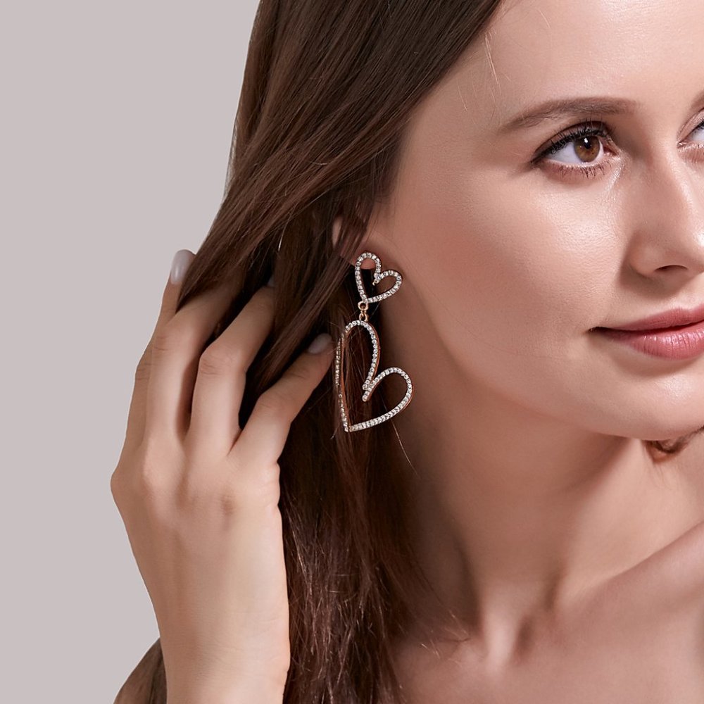 Rhinestone Heart Earrings